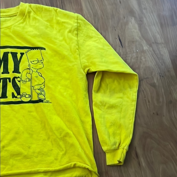 Yellow Long Sleeve cropped Tee with Graphic Print - Picture 2 of 6